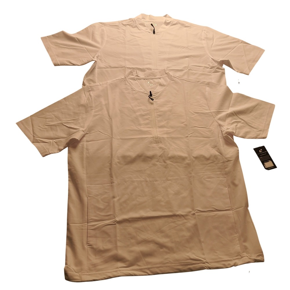 Champro Men's White Quarter Zip Short Sleeve Performance Windshirt Collar NWT M